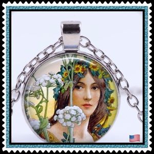 GLASS CABOCHON CHAIN NECKLACE